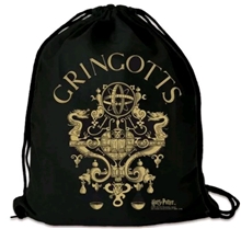 Bavlněnný gym bag - vak se šňůrkami Harry Potter: Grincotts (35 x 44 cm) černá bavlna