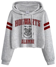 Dámská croptop mikina Harry Potter: Bradavický vysokoškolský styl (L) šedá