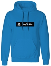 Unisex mikina s kapucí Playstation: Box Logo (XL) modrá bavlna