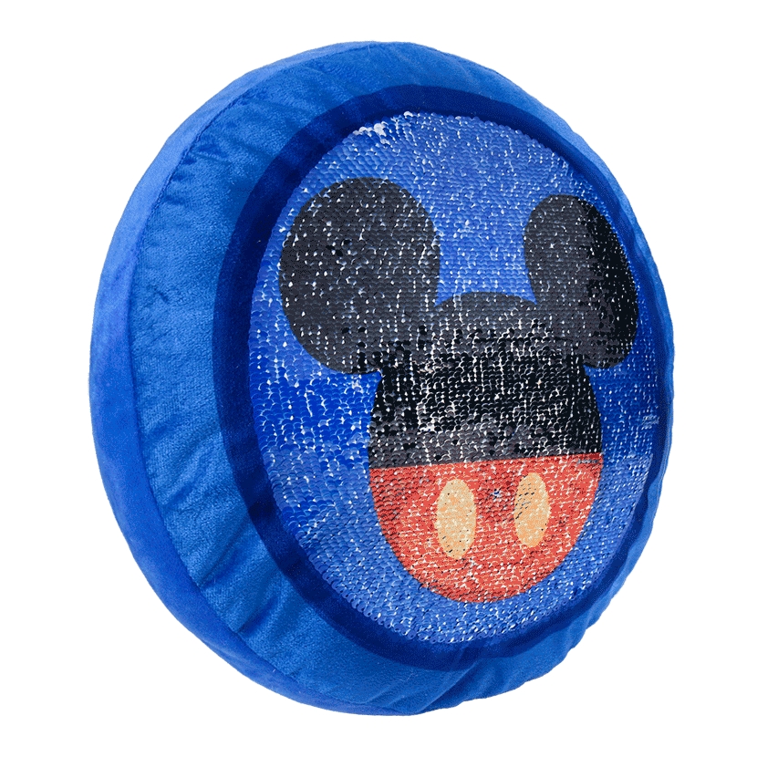 Dětský proměňovací polštář s flitrama Disney: Mickey Mouse (34 x 30 cm) modrý polyester