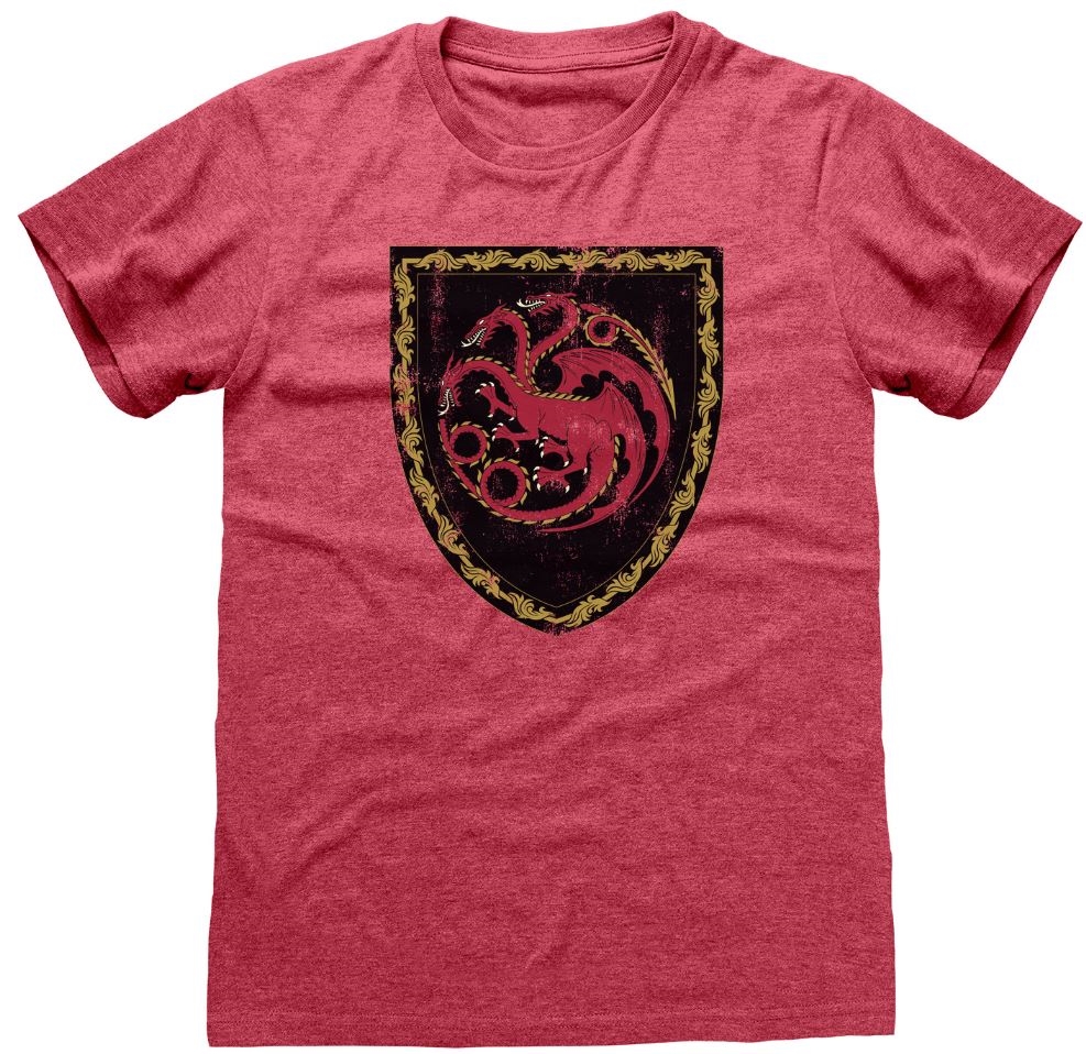 Pánské tričko House of The Dragon: Erb Targaryenů (L) červená bavlna