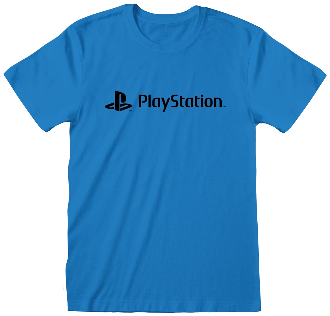 Unisex tričko Playstation: Black Logo (XL) modrá bavlna