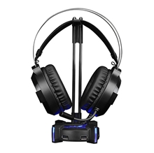 Marvo Podsvícený stojan na sluchátka HZ-04, 4x USB 3.0 HUB - černý