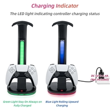 RGB stojan na sluchátka a ovladač s nabíjením pro ovladače DualSense - černý (PS5)