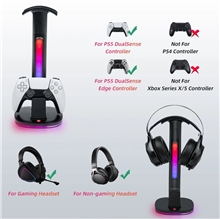 RGB stojan na sluchátka a ovladač s nabíjením pro ovladače DualSense - černý (PS5)