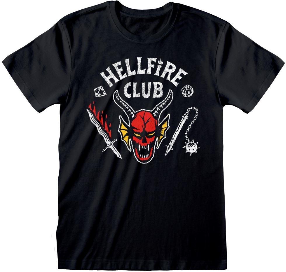 Pánské tričko Netflix Stranger Things: Klub Hellfire (2XL) černá bavlna