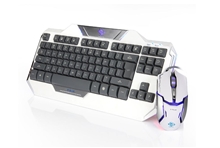 E-blue Auroza, keyboard set with optical gaming mouse, US, game, wire (USB), white (PC)