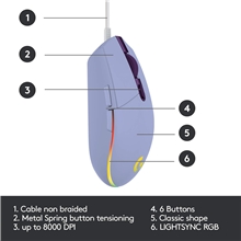 Logitech - G203 Lightsync Gaming Mouse - Lilac