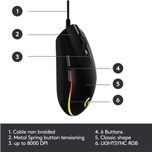 Logitech - G203 LIGHTSYNC Gaming Mouse - Black