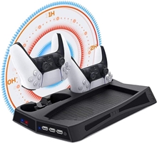 Charging stand with cooling fan for PS5