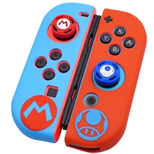 Silikonový obal na ovladače Mario (modrá a červená) + 1x gumičky na analogové páčky (SWITCH)+ Thumb Grip Caps (SWITCH)