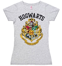 Dámské tričko Harry Potter: Hogwarts Logo (S) šedé bavlna