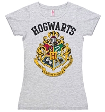 Dámské tričko Harry Potter: Hogwarts Logo (L) šedé bavlna