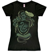 Dámské tričko Harry Potter: Slytherin Logo (S) černé bavlna