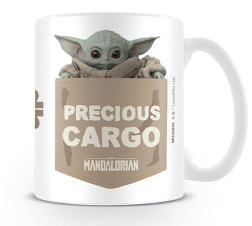 Bílý keramický hrnek Star Wars Hvězdné války TV seriál The Mandalorian: Precious Cargo - mladý Yoda (objem 315 ml)