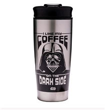 Nerezový cestovní hrnek Star Wars Hvězdné války: I Like My Coffee On The Dark Side (objem 450 ml)