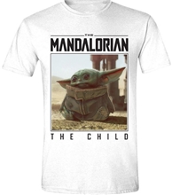 Pánské tričko Star Wars Hvězdné Války TV Seriál The Mandalorian: The Child Photo (S) bílé bavlna