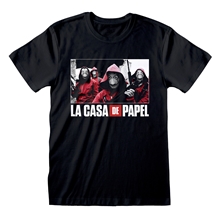 Pánské tričko Netflix La Casa De Papel Papírový dům: Photo And Logo - Fotka a logo (S) černé bavlna