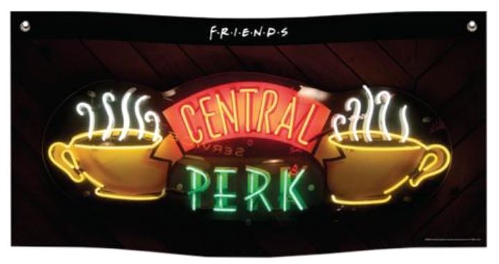 Vlajka - banner na zeď Friends Přátelé: Central Perk (95 x 47 cm) černý látka