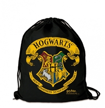 Bavlněnný gym bag - vak se šňůrkami Harry Potter: Erb Bradavice - Hogwarts Crest (35 x 44 cm) černá bavlna