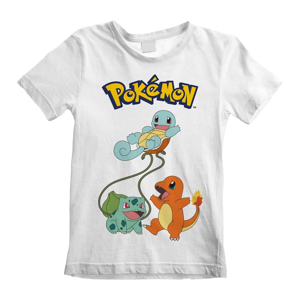 Dětské tričko Pokémon: Original Trio (7-8 let) bílá bavlna