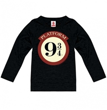 Dětské tričko Harry Potter s dlouhým rukávem: Nástupiště 9 3/4 - Platform 9 3/4 (výška 176 cm) černá bavlna