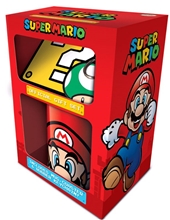 Dárkový set Nintendo Super Mario: hrnek - přívěsek - tácek (objem hrnku 315 ml)