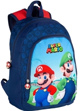 Školní batoh Nintendo Super Mario: Mario & Luigi (objem 12 litrů 27 x 38 x 12 cm) modrý polyester