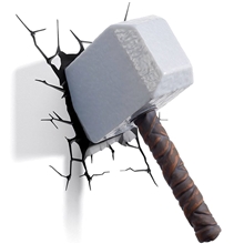 Dekorativní lampa na zeď Marvel: Thor 3D kladivo (13 x 24 x 14 cm) šedá
