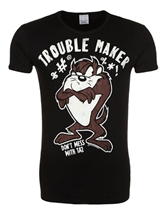 Pánské tričko Louney Tunes: Trouble Maker Taz (M) černé bavlna