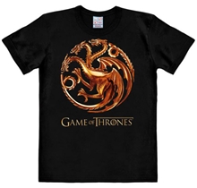 Pánské tričko Game Of Thrones: Targaryen Dragons (L) černé bavlna