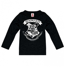 Dětské tričko Harry Potter s dlouhým rukávem: Erb Bradavic - Hogwarts Logo (výška 176 cm) černá bavlna