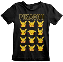 Dětské tričko Pokémon: Pikachu Faces (12-13 let) černá bavlna
