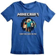 Dětské tričko Minecraft: Crafting Since Alpha (7-8 let) modrá bavlna