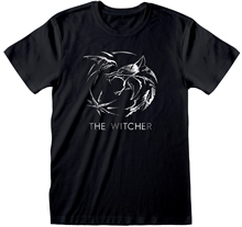 Pánské tričko The Witcher Zaklínač: Silver Ink Logo (S) černá bavlna