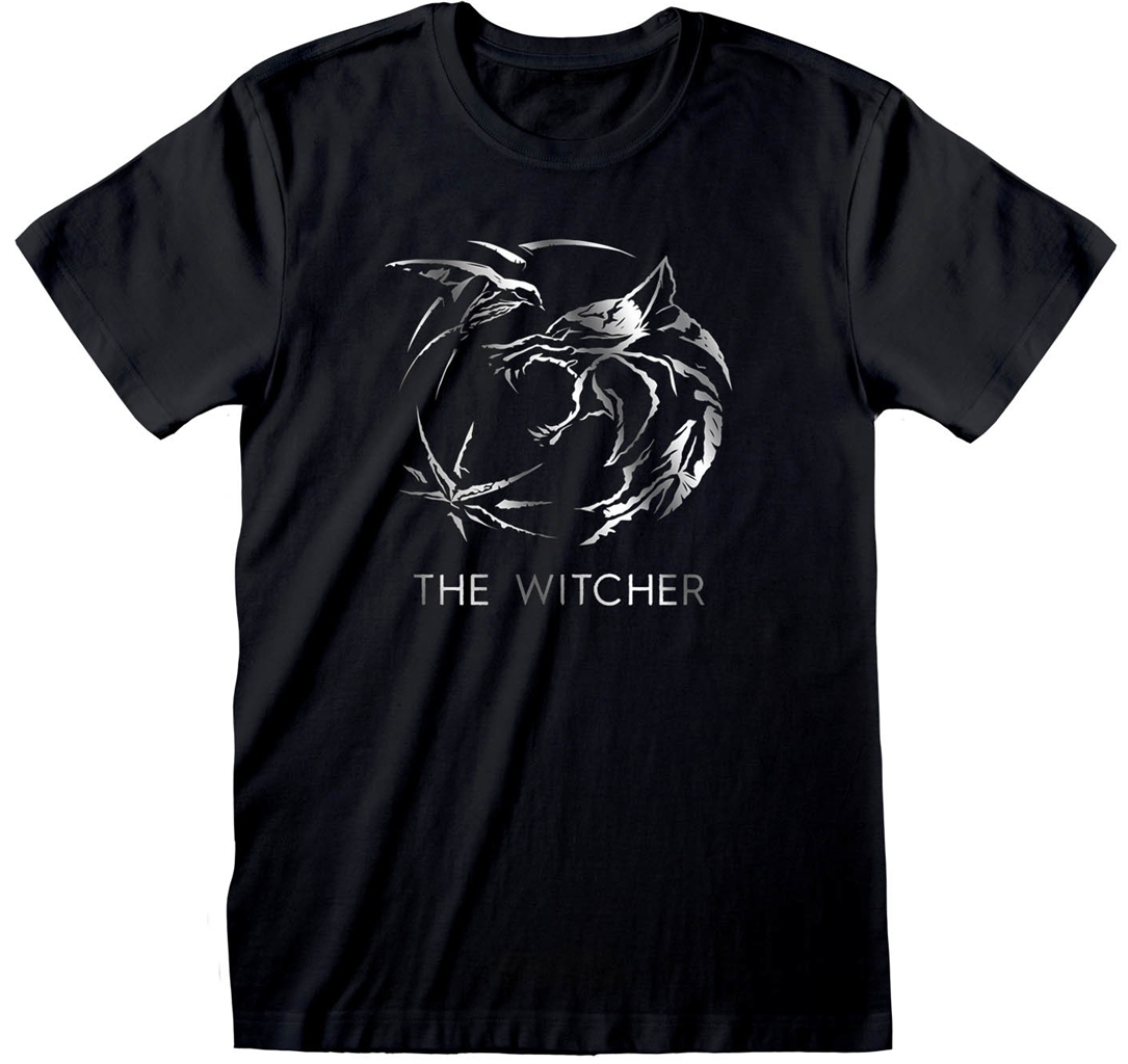 Pánské tričko The Witcher Zaklínač: Silver Ink Logo (2XL) černá bavlna