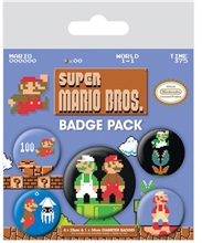 Placky Super Mario: Retro set 5 kusů (25 mm 38 mm)