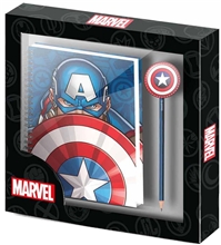 Poznámkový blok s propiskou Marvel: Captain America Patriot set 2 kusy (blok 14,8 x 19 cm)
