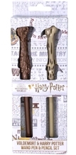 Psací pero - propiska a tužka Harry Potter: Hůlky Voldemort & Harry (délka 19 cm) hnědá bílá