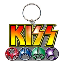 Přívěsek na klíče Kiss: Logo & Icons (3 x 4 cm) kovový