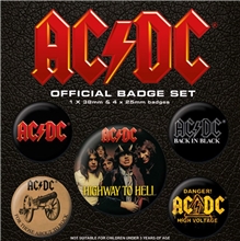 Placky AC/DC: Albums set 5 kusů (průměr 2,5 cm 3,8 cm)