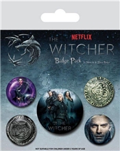 Placky Netflix The Witcher Zaklínač: Design set 5 kusů (průměr 2,5 cm 3,8 cm)