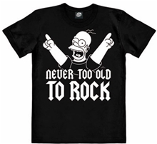 Pánské tričko The Simpsons: Homer - Never Too Old To Rock (S) černé