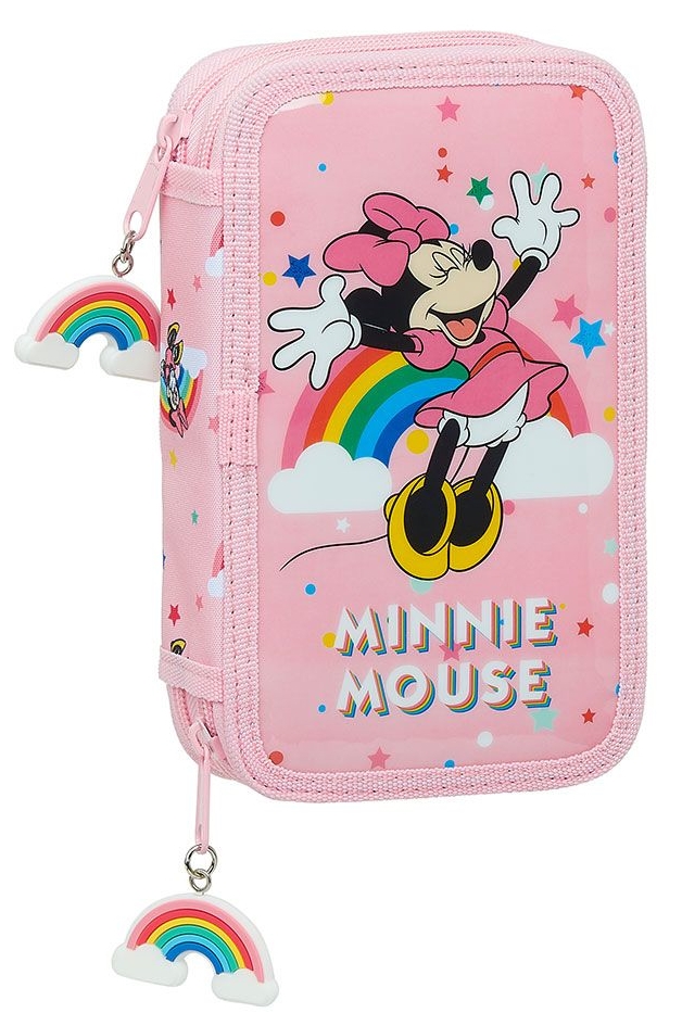 Dvoudílné školní pouzdro Disney Minnie Mouse: Rainbow (12,5 x 19,5 x 4 cm)