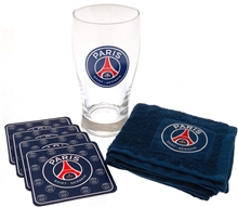Bar set sklenice s tácky a ručníkem Paris Saint Germain FC: Logo (objem sklenice 570 ml ručník 24 x 51 cm)