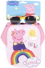 Dětská kšiltovka se slunečními brýlemi Peppa Pig Prasátko Peppa: Hip Hip Hurá (obvod 51 cm) růžová polyester