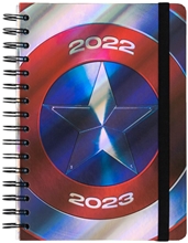 Plánovací týdenní školní diář A5 2022/2023 Marvel: Captain America se samolepkami, záložkami a obálkou (14,8 x 21 cm)