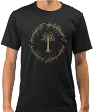 Pánské tričko Lord of the Rings Pán Prstenů: Bílý strom (S) černá bavlna