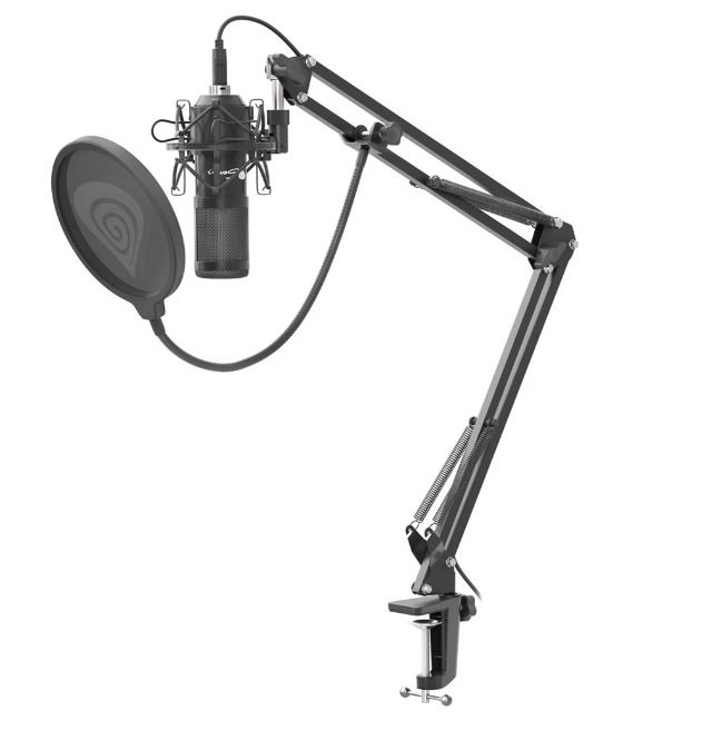 Streamovací mikrofon Genesis Radium 400 - USB, kardioidní polarizace, ohybné rameno, pop-filter (PC)