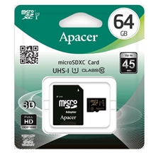 Apacer paměťová karta Secure Digital Card U1, 64GB, micro SDXC,(Class 10), s adaptérem